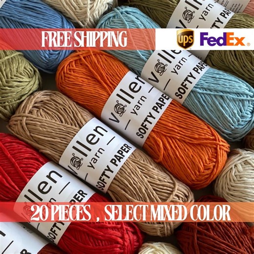20 PIECES, Soft Paper Raffia Yarn: Vegan Crochet Knitting Cord - 100m - Etsy