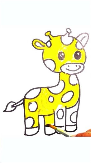 How to Draw and Color a Giraffe Step by Step 🦒 #littlearthands #artforkids #drawing #kidsart
