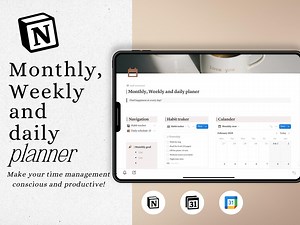 NOTION Monthly, Weekly and Daily Planner Template – Time Blocking, Goal Setting, Habit Tracking - Etsy Australia