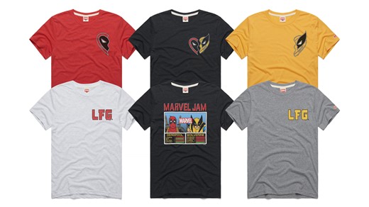 Deadpool & Wolverine t-shirts sold by Homage in collaboration with actor Ryan Reynolds