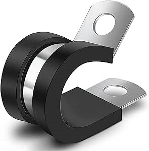 1/2 Inch Cable Clamp - Rubber Clamps for Cable, Wire, Line - Stainless Steel, Wire Clamp - Pipe Clips, Tubing Clamps (25 Pack)
