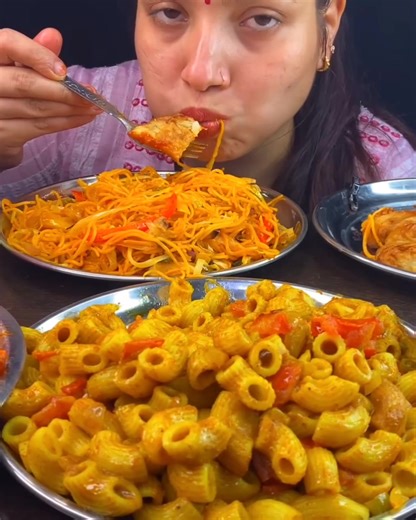 345K views · 5.1K reactions | Eating Spicy Masala Macaroni,...