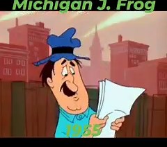 165 reactions · 83 shares | One of my favorites from my childhood, the original Michigan J. Frog was voiced by singer/actor Bill Roberts and only appeared once on December 31, 1955 in "One Froggy Evening". #cartoons | Travis Chumley | Facebook