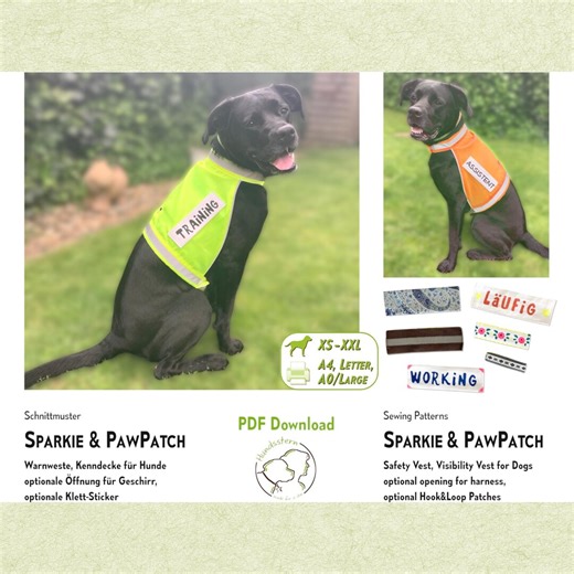 Warnweste Schnittmuster SPARKIE + PawPATCH Bundle, Hund Reflektorweste, 6 Größen XS–XXL, Rückenlänge 25–85 cm (9.8–33.5"). pdf - Etsy.de