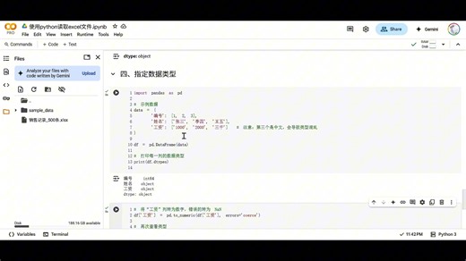 使用Python读取Excel文件(2) Pandas 指定读取文件的列数据类型
