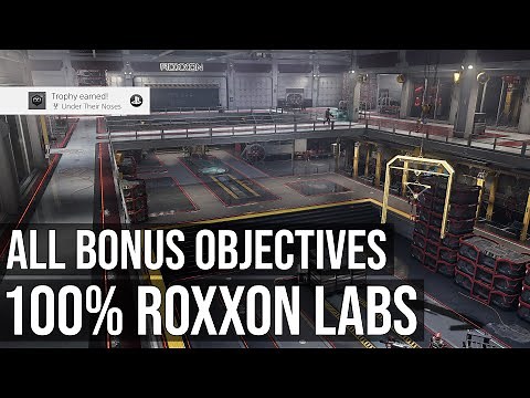 100% All Roxxon Labs - All Bonus Objectives & Underground Caches - Spider-Man Miles Morales