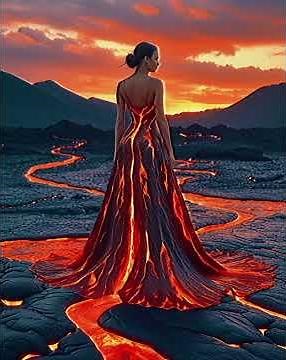 AI Video: Stunning Lava Girl in Volcano Landscape | Ultra-Realistic AI Video | Rivers of Fire