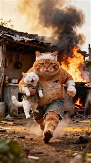 The fat cat was abandoned by his wife right after he was hospitalized#orangecat #cartoon #cutecat #aicat #kitty