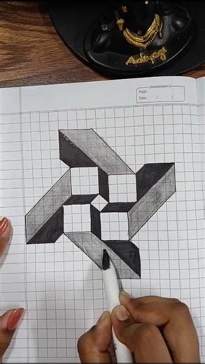 3D Optical Illusion Drawing on Grid Paper ✏️ | Easy Art for Beginners #Shorts