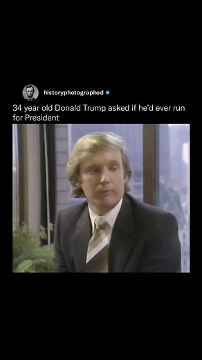 In a 1980 interview, a 34-year-old Donald Trump was asked if he’d ever consider running for President. Trump responded that while he wasn’t planning to enter politics at the time, he didn’t rule out the possibility in the future. He expressed concern about the state of the country and the direction it was heading. | History In Pictures