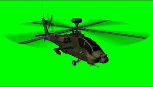 Helicopter Boeing AH-64 Apache fly animation green screen video Footage