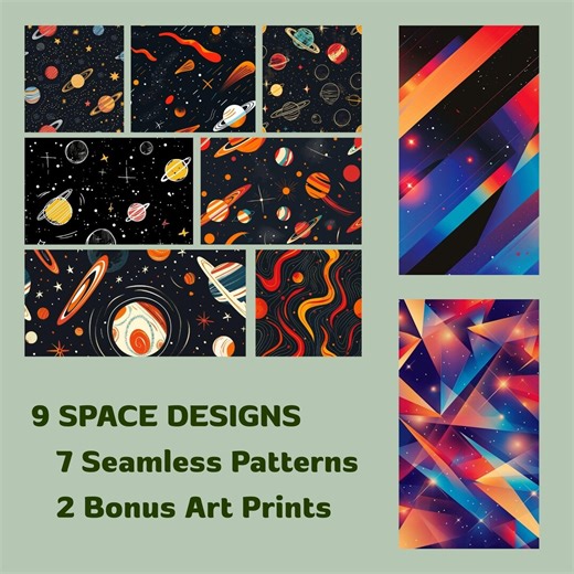 Retro Galaxy Seamless Pattern, Abstract Space Art (digital Download) - Etsy