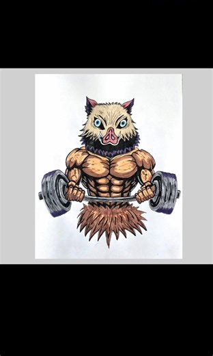 GYM Inosuke Hashibira 💢 #shorts #art #anime