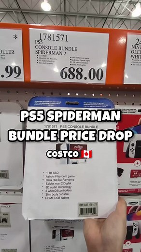 Finally. PS5s are beginning to price drop at Costco 🇨🇦. PS5 Spiderman bundle with extra white controller for $688. I think the previous all time low was $737? Something like that. Available everywhere while supplies last. Maybe they go on clearance if nobody buys it 😬. #costcocanada #costcomarkhameast #Costco #Costcohaul #MrCME #CostcoFinds #costcoclearance