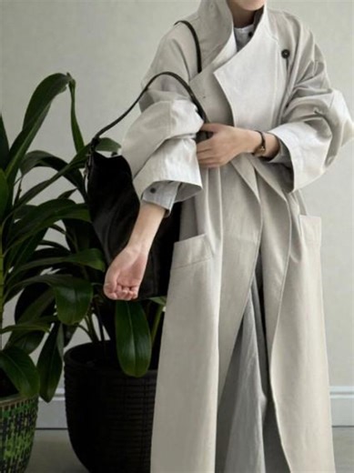 Retro Cotton Belted Long Coat Jacket Women | Oversized One-button Windbreaker | French Minimal Autumn Outerwear - Etsy