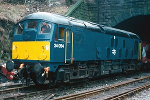 British Rail class 24 diesel locomotive 24054, Bury. 1987