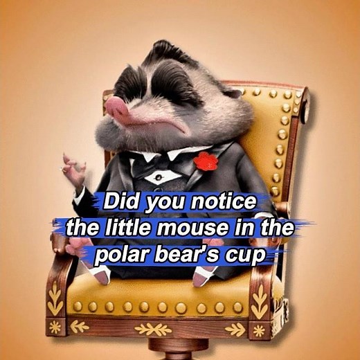 Did you notice the little mouse in the polar bear's cup? Zootopia is darker than you might think#zo