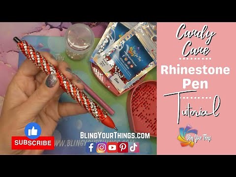 How to make Rhinestone Bling Pen in a Candy Cane Pattern