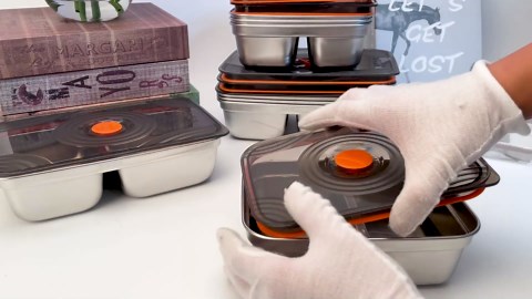 2 Pack Stainless Steel food storage containers(30oz) leak proof & airtight lids for Kitchen,Dual Compartment,freezer and microwave Containers For Meal Prep, Freezer, Leftovers