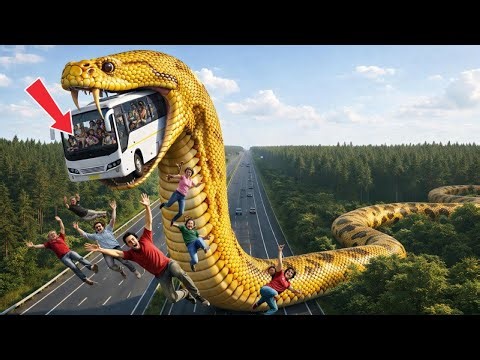 Heroic rescue team saves passenger bus from giant python attack