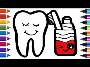 How to Draw a Teeth, Toothbrush, Toothpaste | Step by Step Easy