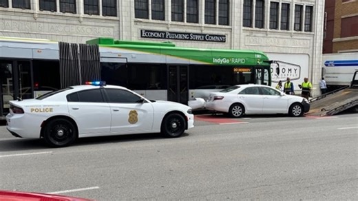 5 hospitalized after downtown crash involving IndyGo bus