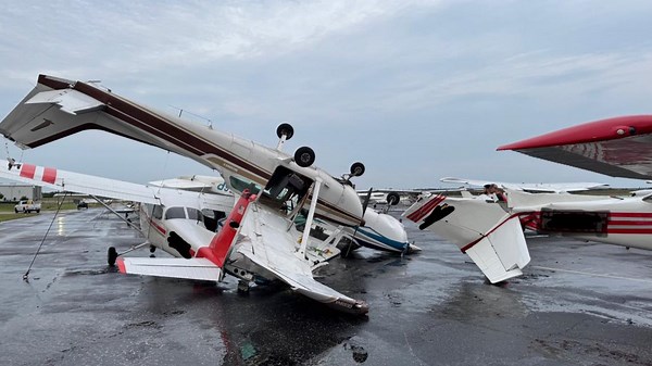 Hangar, multiple airplanes damaged during storms in Denton, officials say