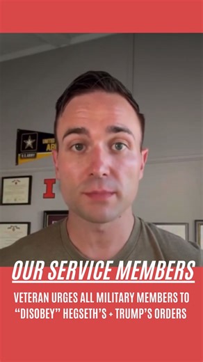 Captain Dylan Blaha, a Democrat who’s running for Congress in Illinois, urges all military members to “DISOBEY” Pete Hegseth’s and Trump’s orders because the orders are “illegal” and constitute “war crimes” | Signal USA