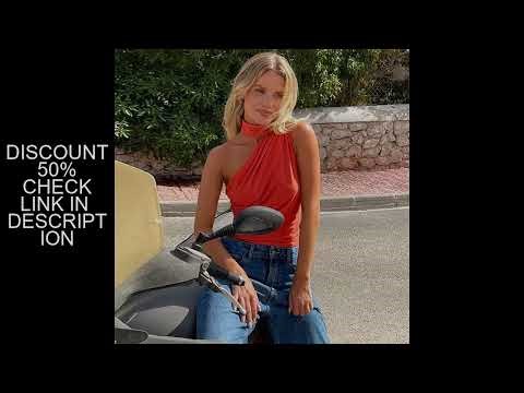 Backless Sexy Off Shoulder Halter Tank Tops Women Vintage Sleeveless Crop Top Y2K Clothes Club Femal