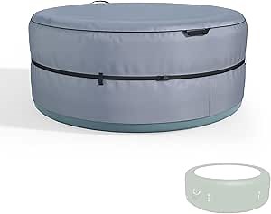 Portable Hot tub Cover, Inflatable Hot tub Full Coverage - Waterproof, Sun Protection, dust Proof, Suitable for 85 "Portable Outdoor spa, Round(Gray, Cover only)