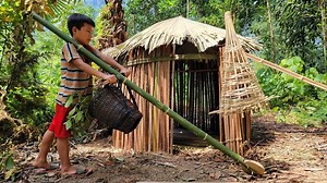 The orphan boy builds his own car, picks wild berries, feeds birds - lives alone in the forest | Orphan Boy