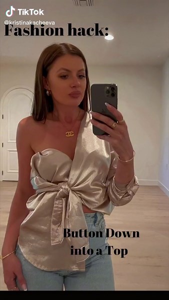 Turn a Button Down Shirt Into a Cute Top 😍 Yay or Nay? #styletips #fashionhacks #stylehacks #hack #hacks #styletip #buttondown #buttondownhack #stylehack #fashionhack #fashion #style #fashiontiktok #styletok #clothinhhacks #girltips #girlhacks #lifehack #lifehacks