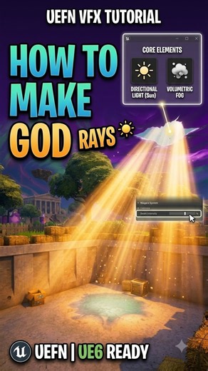 UEFN VFX Tutorial | How to Make GOD RAYS (UE6 Ready) ☀️