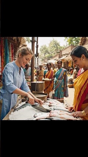 American Girl Selling Fish in an Indian Village | A Beautiful Cultural Surprise 🇮🇳🇺🇸