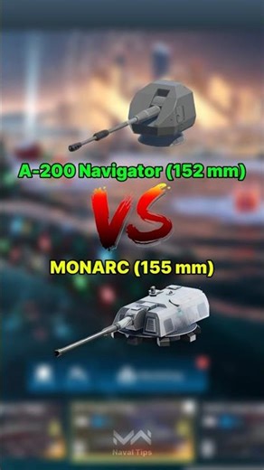 A-200 Navigator (152 mm) Vs MONARC (155 mm) | Cannon Damage Comparison🔥☠️ |#modernwarships #shorts