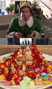 Buddy's Festive Choco-covered Candy Noodle Creation!🍝 #elf #dessert #spgahetti #candy #christmas #holidays #sweets #treats #chocolate #fyp | Fred YT