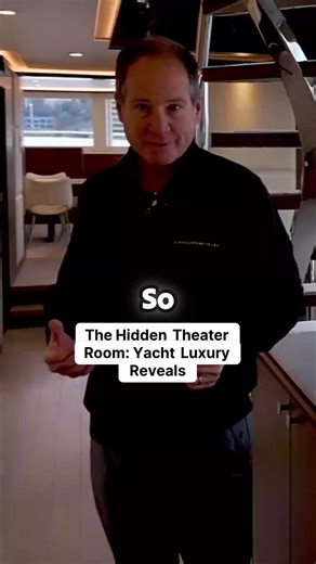 The genius in yacht design never ceases to amaze! Witnessing the living space seamlessly transform into a private theater with the touch of a button—that disappearing Samsung Frame TV is pure magic. Then there are the details: stairs featuring carpeted treads for silent, non-skid comfort and sleek stainless hardware, plus a fully stocked wet bar with locking drawers to keep the crystal secure, and a dedicated SubZero bar fridge. This open-concept layout makes entertaining look absolutely effortl
