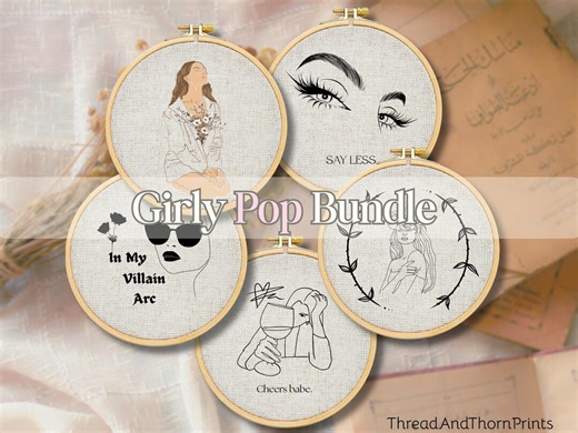 Girlie Pop Embroidery Pattern Set - Girly Designs PDF - Etsy