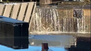 Water breached the lock gates at Bristol's Cumberland Basin this morning, following sustained rainfall and a high tide. Flood warnings and alerts remain in force across Bristol and along the coast. For full details, read more: https://bit.ly/3SEwY9C | ITV News West Country