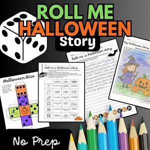 Roll a Halloween Story, Short Stories, Worksheets: Grades 2–5 Writing Activities