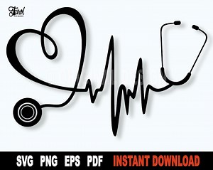 Heartbeat Stethoscope SVG: Nurse Doctor Clipart (digital Download) - Etsy