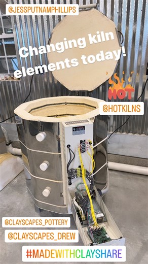 Changing out the elements, thermocouples and relays in my E23T L&L kiln today! You too can change your elements with all of our kiln maintenance classes on ClayShare! Download the ClayShare app and go to ClayShare.com to sign up! | Clayshare