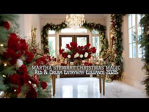 Martha Stewart Christmas 2025 Home Tour | Red & Cream Entryway with Elegant Classic Luxury