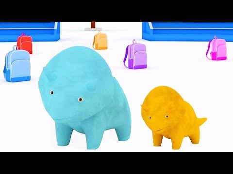 Apprendre les couleurs avec Dino le Dinosaure, Maman Dino et les Cartables pour l'école!