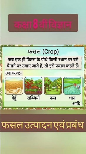 NCERT/ CBSE Class 8th Science Chapter 1: फसल उत्पादन एवं प्रबंध Complete Solution Hindi Medium