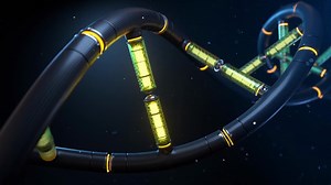 Download Artificial cyber DNA strand motion background. 3D animation for free