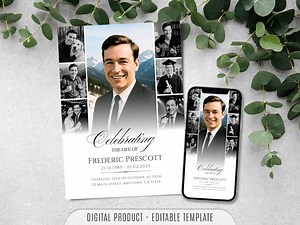 Celebration of Life Invitation Template, Digital & Printable Funeral Invitation, Text Message Invite, Elegant Funeral Announcement - Etsy