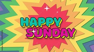 happy sunday. pop art Stop Motion background animation.4K motion animation