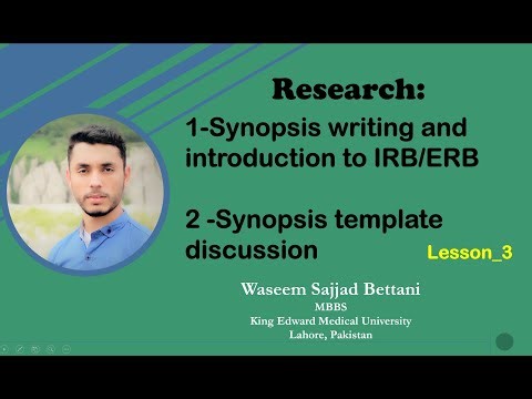 Lesson 3, Synopsis Writting, IRB introduction