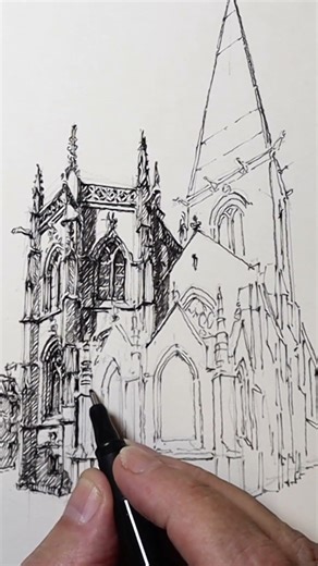 Valogne in France, a sketch. #architecturalsketching #sketch #drawingtechniques